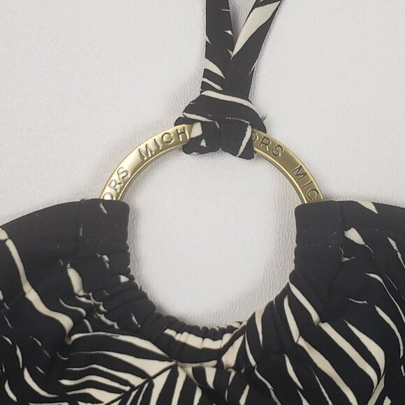 Michael Kors Black Sonoran Palm Logo Ring Halter One-Piece Swimsuit Size 8 NWT - Picture 11 of 16